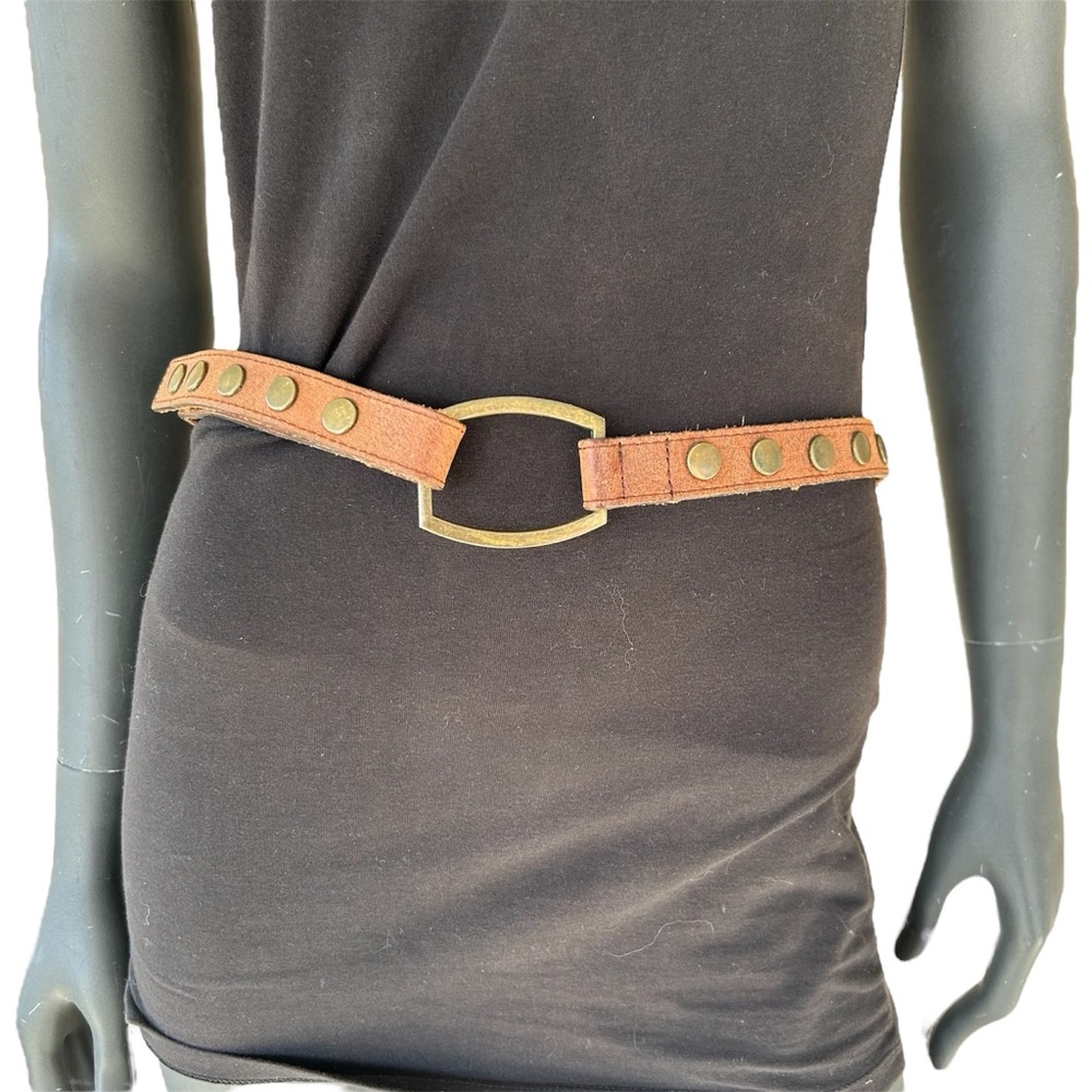 Vintage Brown Leather Belt Western Studded Rodeo Calgary Stampede Festival